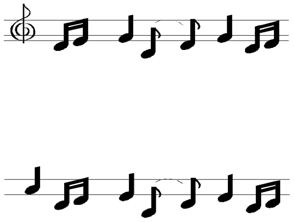 The image shows a gray background with two black rectangles of varying sizes placed side by side horizontally at different heights from each other.