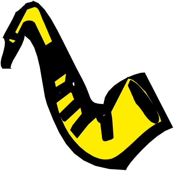 The image shows a black silhouette of an object with yellow highlights against a dark background.