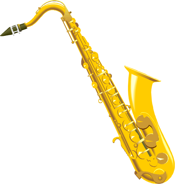 The image shows a saxophone with keys on it against a black background.