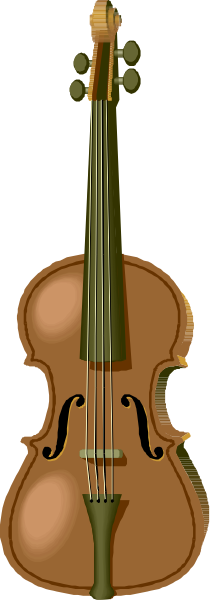 The image shows a violin with its bow resting on it against a plain background.