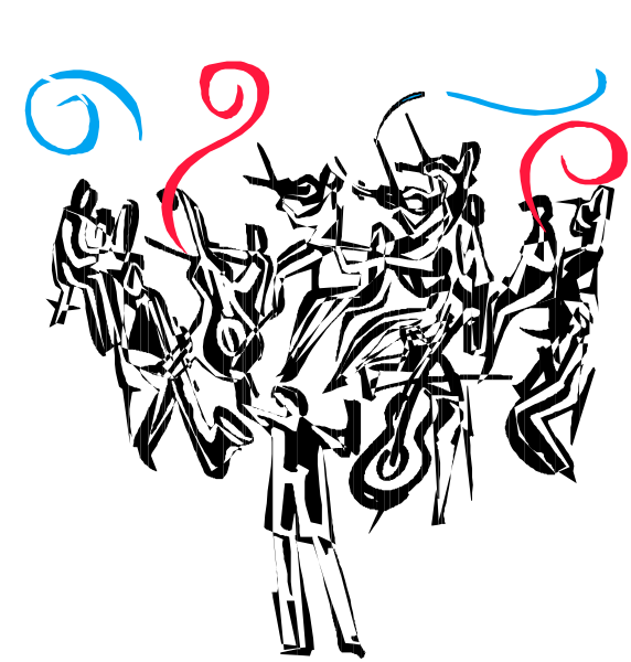 The image shows a black background with three red swirls of varying sizes on top left corner.