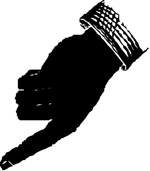 The image shows a black square with white lines creating an abstract pattern that resembles a face on its side profile view.