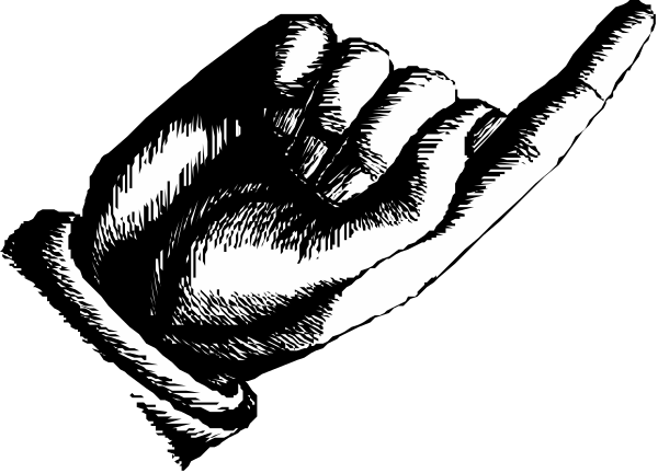 The black and white illustration shows a hand with an open palm facing upwards against a dark background.