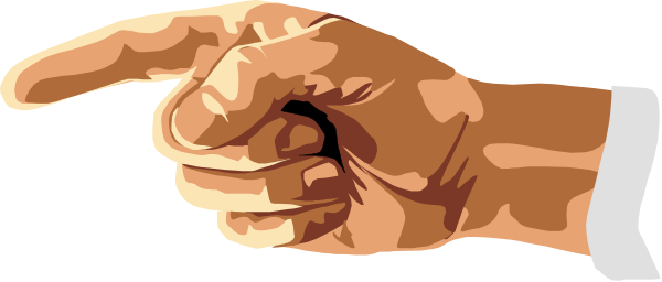 The image shows a hand pointing to something with an index finger extended upwards against a plain background.