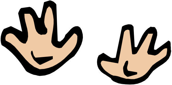 The image shows three handprints of different sizes placed side by side against a black background with no other discernible elements present in this clip-art representation.