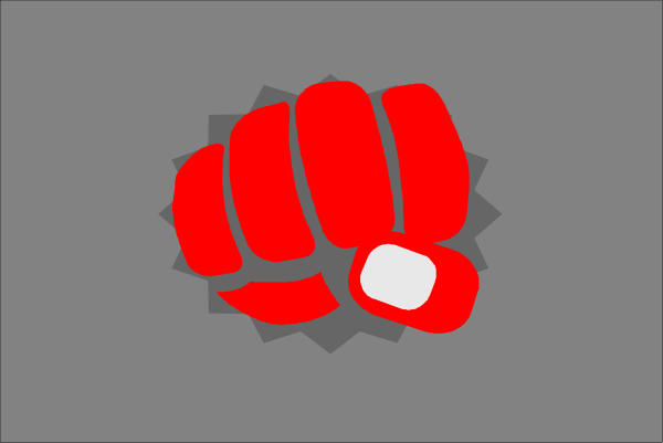 The image shows a red boxing glove with white text on it that reads "KO".
