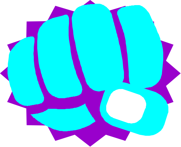 The image shows a stylized fist with purple highlights against an unseen background; it is designed to look like clip-art commonly used in digital media for various purposes such as greetings or messages of empowerment and strength, often associated with themes related to sportsmanship, courage, or activism.