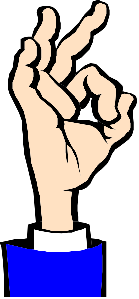 The image shows a hand with an index finger raised to make the "OK" gesture against a black background on the right side of the frame; there is no other content visible in this small clip-art image, which focuses solely on that action and does not depict any objects or setting beyond what has been described.