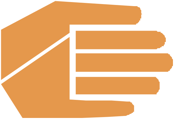 The image shows a hand with an orange index finger pointing upwards towards what appears to be a small white object floating above it in mid-air against a gray background.