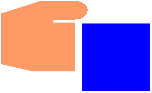 The image shows a pixelated representation of an orange fish swimming next to blue water with two fins on its back.