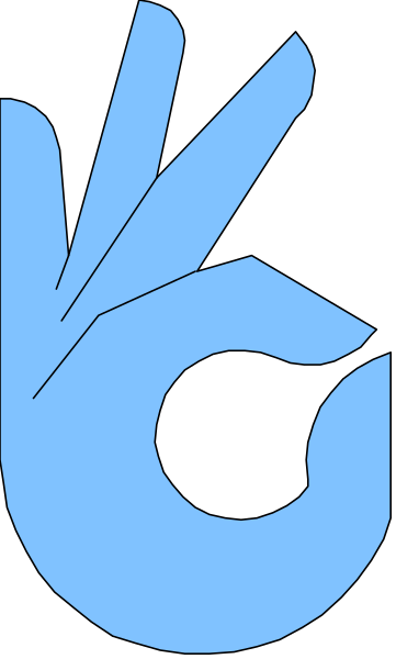 The image shows a blue hand sign with an apple symbol on it against a black background.