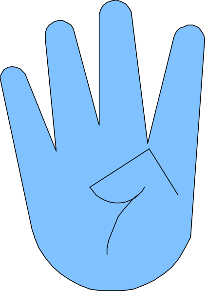 The image shows a blue hand with an index finger pointing upwards against a black background.