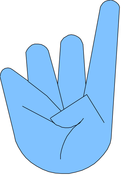 The image shows a blue hand gesture with an index finger pointing upwards against a black background.