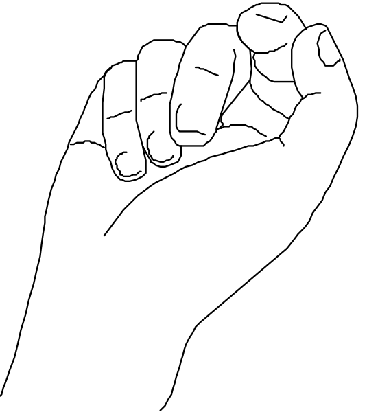 The black and white illustration shows a hand with an index finger extended upwards against a dark background.