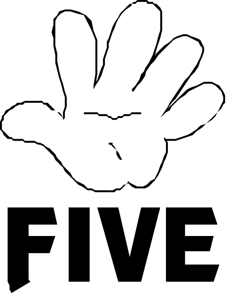 The black and white cartoon shows a hand with five fingers extended outward against a dark background.
