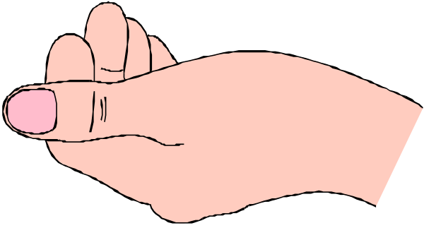 The image shows a hand pointing at something with an index finger extended outward against a plain background.