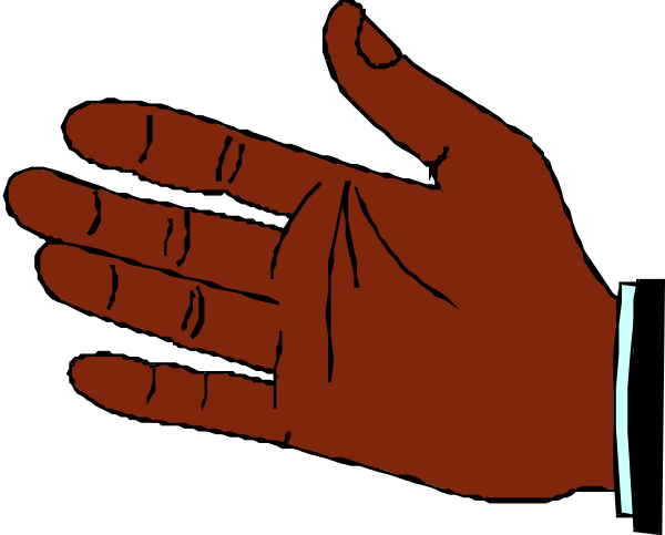The image shows a hand with red skin reaching out towards something unseen against an indistinct background.