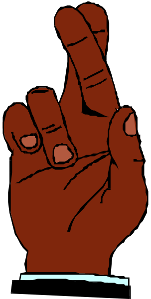 The image shows a hand with an index finger pointing upwards against a dark background.