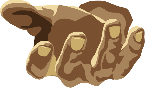 The image shows a cartoon of an elderly person's hand pointing upwards with yellow nails on each finger.