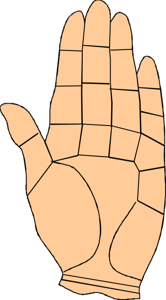 The image shows a hand with five fingers extended against a black background on the right side of an open book that is partially visible in gray tones from its spine to one page edge.
