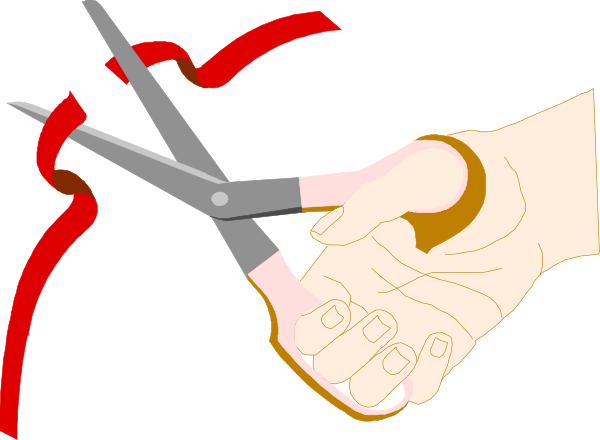 The image shows a pair of scissors with red thread tied around them held by an unseen hand against a black background.