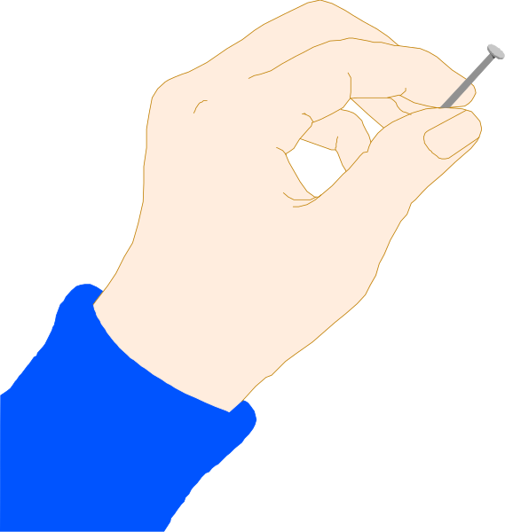 The image shows a hand holding an object with two different states: before it is used (on left) and after it has been sharpened to a point on right side of clip-art illustration.