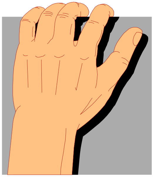 The image shows a hand with five fingers extended outward against a plain background.