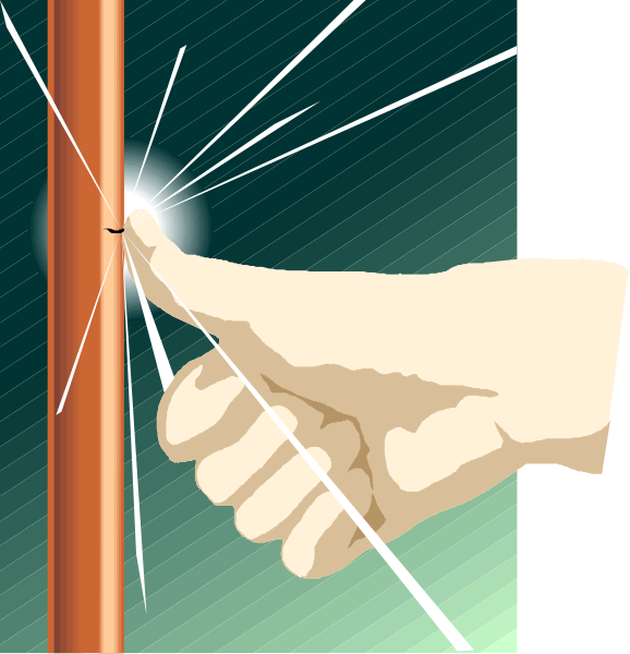 The image shows a hand giving a thumbs up gesture towards an illuminated light bulb on top of what appears to be a red pole in front of it.
