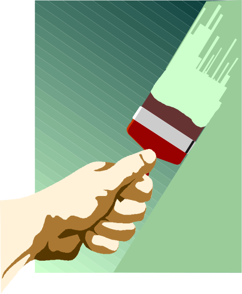The image shows a hand holding an object that resembles toothpaste with red stripes on it against a green background; there is no text present in this clip-art illustration.