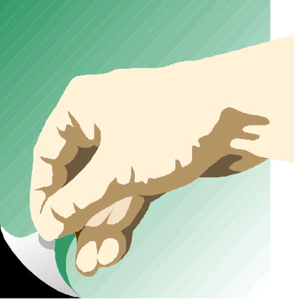 The image shows a hand holding an object with text on it that reads "CANCEL" next to two arrows pointing in opposite directions; one arrow is white while the other appears greenish-blue due to color gradients, suggesting motion or directional change within a digital interface setting.