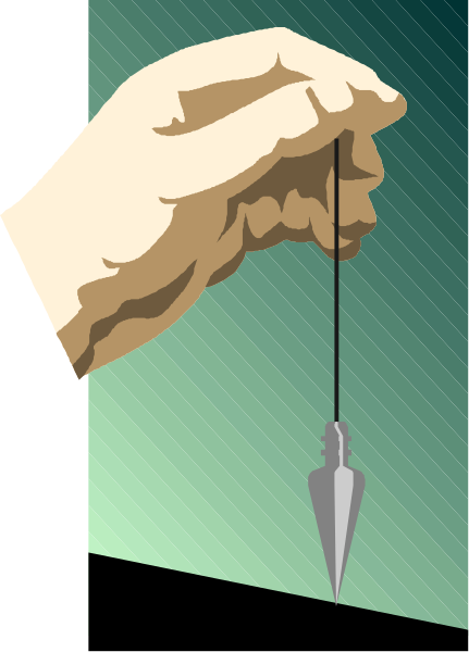 The image shows a hand holding an arrow with two points at either end of it against a dark background; there is no text present in this clip-art illustration.