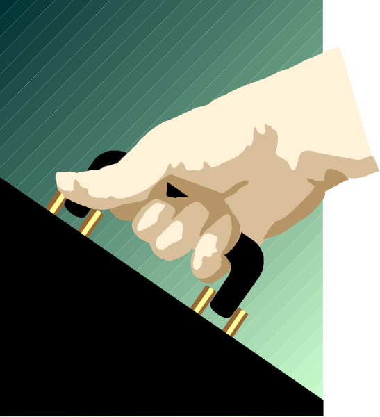 The illustration shows a hand holding an electronic device with two pins inserted into it against a dark background that suggests nighttime due to its blue tint.