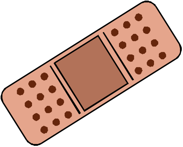 The image shows a bandage with an open wound on top of it next to another closed blister pack containing more bandaids in various sizes.