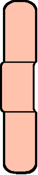 The image shows a pink bar with three segments on it against an off-white background.