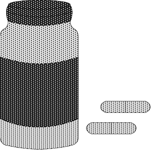 The image shows two pill bottles with labels indicating their contents: "10mg" on a white bottle to its left and an unlabeled black one next to it; between them is text that reads "+ 2 mg." This suggests there's another tablet or capsule of the same medication, but in this case only half as strong. The image has a simple design with no additional context provided about what these pills are for or where they might be used. It appears to represent an increase in dosage strength from one pill (10mg) to two pills combined (2 mg).