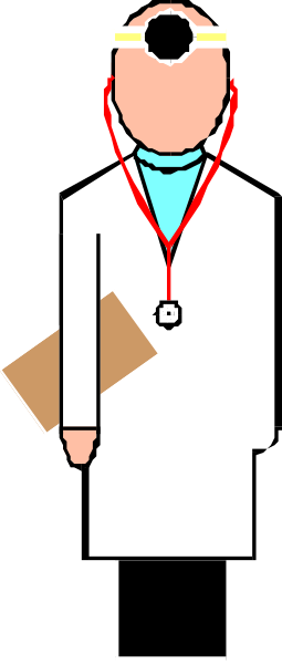 The image shows a cartoon of an adult male figure dressed as a scientist with white hair standing next to him is another character who appears to be female wearing glasses on her head, holding what looks like papers in one hand and possibly some sort of device in the other; both characters are set against a plain background.