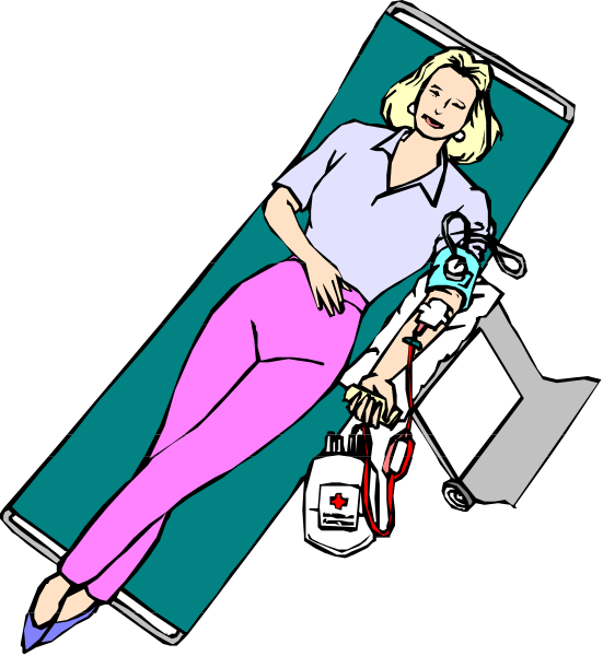 The illustration shows a woman lying on her back inside an open medical examination table with wheels at either end for mobility. She is wearing pink pants and has blonde hair styled in bangs over her forehead. Her eyes, nose, mouth, ears, hands, feet, legs, torso, arms are visible but not detailed enough to discern any specific features or expressions. The woman appears relaxed as she lies on the table with a medical device attached near one of her ankles and what seems like intravenous tubing running from it into another machine nearby that is labeled "EK