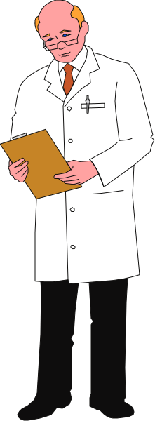 The image shows a cartoon of an older man wearing glasses standing next to another person who is holding papers while looking at them with interest.