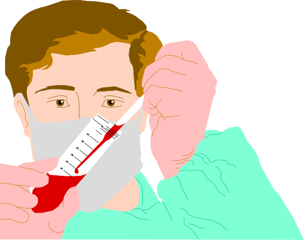 The image shows a split screen with two different scenes: on the left side is an illustration of a person holding up a syringe filled with red liquid; on the right side is another scene featuring someone looking at something in their hand, possibly related to medical or scientific work due to the presence of what appears to be test tubes and other lab equipment.