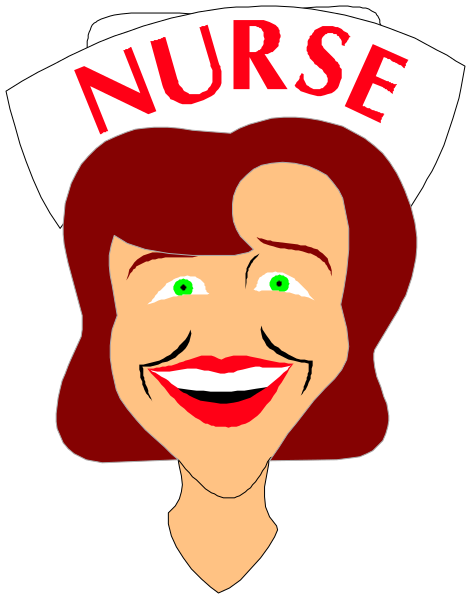 The image features a cartoon nurse with exaggerated facial expressions wearing an "Nurse" hat holding up her finger as if to emphasize something she's saying.