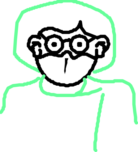 The image shows a simple line drawing of an outline representing a person with no facial features against a black background on what appears to be a computer screen displaying this artwork.