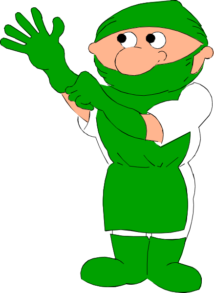 The cartoon shows a man dressed as an astronaut standing next to another figure who is wearing green protective gear with gloves on their hands; both figures appear to be in space attire against a black background, and there's no text present.