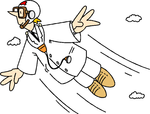 The image shows a cartoon of two characters: an astronaut with glasses flying through space on his back while holding onto another character who is also in flight but appears to be falling from above due to gravity, both against a black background that suggests outer space or nighttime sky.