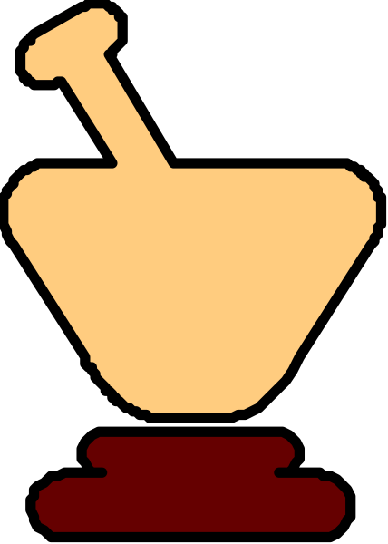 The image shows a simple icon of an oven with two knobs on it placed above another object that resembles a potato chip bag.