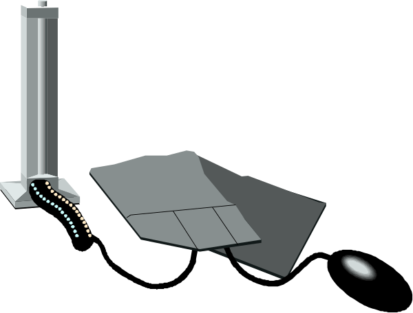 The image shows a black space with two white rectangles on either side of what appears to be an alien craft landing at night in front of a dark building; there is no text present.