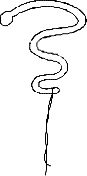 The image shows a black swirl with white smoke coming out of it against an indistinct background that appears to be grayish-brown in color.