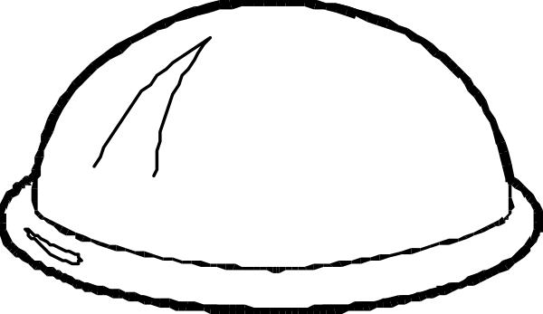 The black and white illustration shows a hard hat with an open top next to what appears to be a piece of paper on which is drawn another object that resembles a pie chart or some sort of diagram, but it's not clear enough for me to describe accurately.