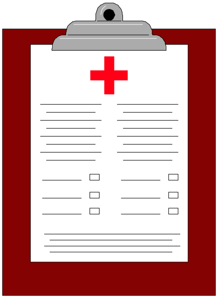 The image shows a red first aid kit with an open lid against a black background; there is no visible text on it.