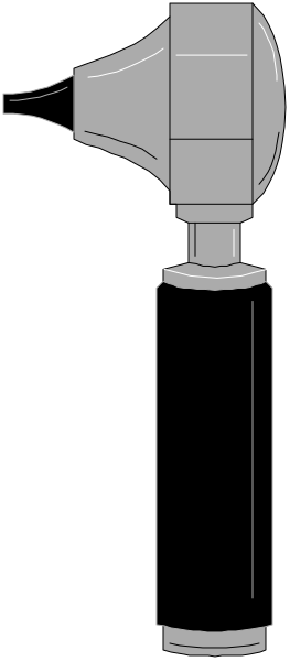 The black and white illustration shows a megaphone with an attached microphone on top of it against a gray background.