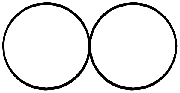 The image shows a sequence of three white circles with black outlines arranged vertically against a gray background.